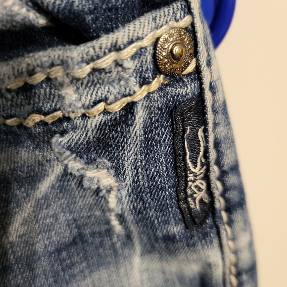 WOMANS SILVER SUKI EMBROIDERED STRAIGHT LEG JEANS SIZE 27 - Picture 11 of 14